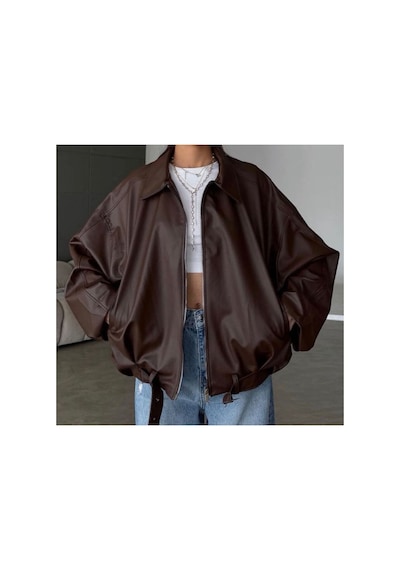 Karabulut Kadın Oversize Deri Ceket Oversize Fermuarlı Kemer Detaylı Günlük Kadın Ceket Acı Kahverengi Acı Kahve Acı Kahve Karabulut Kadın Oversize Deri Ceket Oversize Fermuarlı Kemer Detaylı Günlük Kadın Ceket Acı Kahverengi Acı Kahve Acı Kahve