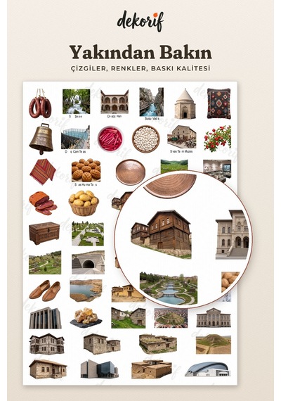 Sivas Sticker Seti 100 Adet - Çifte Minare Divriği Ulu Camii Köfte Gerçekçi Ajanda Journal Çıkartma Çok Renkli