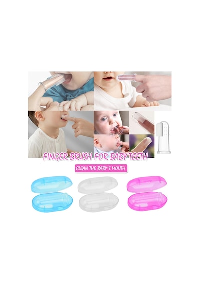 1 Paket Kullanışlı Bebek Parmak Diş Fırçası Yumuşak Silikon Bebek Eğitim Diş Fırçası Saklama Kutulu Diş Fırçası Bebek Diş Temizleme Masajı Ağız Bakımı Beyaz