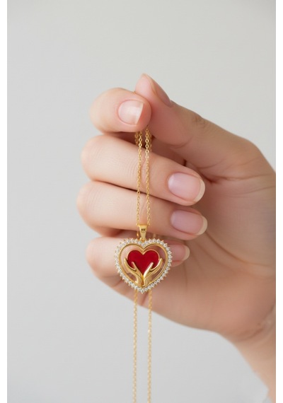 Çekirdekjewelry 925 Ayar Gümüş Avucumun Kalbı Kolye Sarı