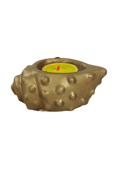 Mumluk Şamdan Tealight Mum Uyumlu Deniz Kabuğu Model - Altın