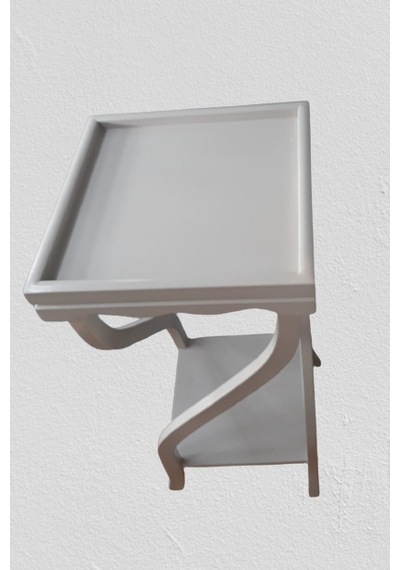 Fiskos Çiçeklik 4ayak Spiral Model Parlak Ihlamur Ağacı Ayak Parlak Beyaz Mdf Tabla El Yapım