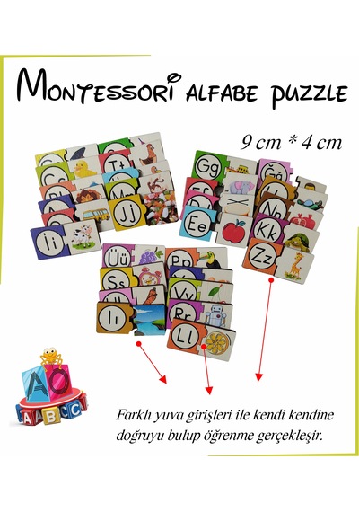 Ahşap Alfabe Puzzle 2 Parçalı