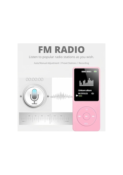1049mp 8gb Hafıza Kartı  Ekranlı Mp3 Çalar Dahili Hoparlör Fm Radyo Bluetooth Müzik Çalar