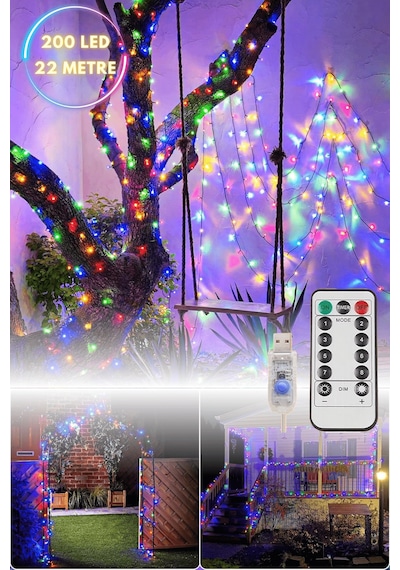 Technojet 200 Ledli Usbli Kumandalı 8 Modlu Şerit Led Işık Parti Süsleme Organizasyon