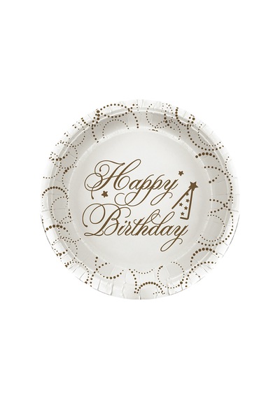 Tabak Elegant Happy Birth.beyaz Noktalı 23cm 6lı