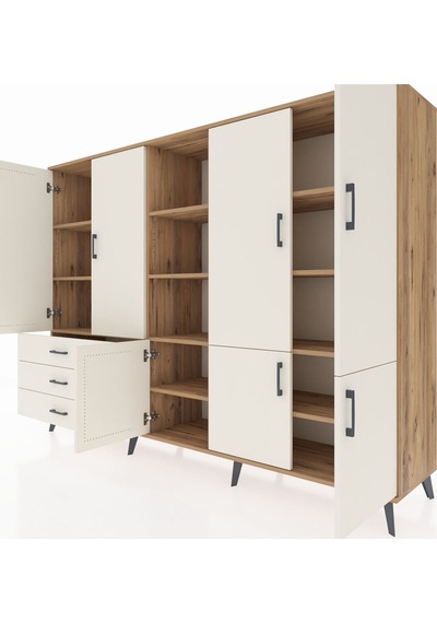 Hyperion Dolap 11 Raflı 3 Çekmeceli 7 Kapaklı 220x44x163 Çam-ayta Çam-aytaşı