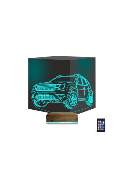 Luvivia Araba Jeep Duster Kişiye Özel 3d Lamba - Masa Gece Lambası Şeffaf