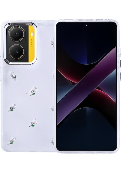 Teleplus Xiaomi Poco X7 Pro Kılıf Kutup Simli Desenli Lale Kapak