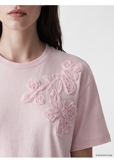 Lcw Comfort Pembe Soft Touch Çiçek Aplikeli Bluz