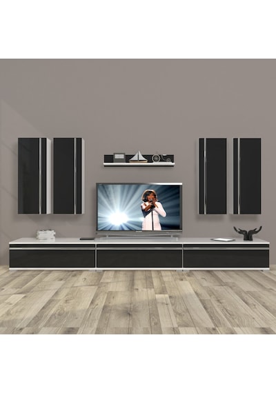 Decoraktiv Eko 8d Mdf Tv Ünitesi Tv Sehpası Beyaz - Siyah