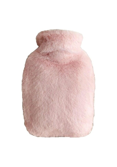 2 Adet Sıcak Su Torbası Yan Cepli Pembe Peluş Termofor 27x17x2cm 1 Litre Pembe