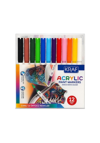 Kraf Akrilik Marker 12 Li Çok Renkli12