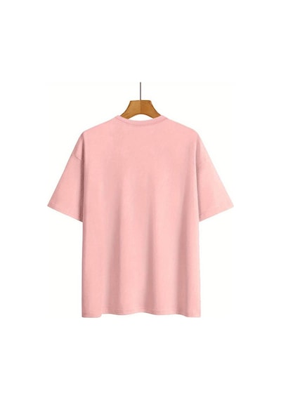 Noıssey Pembe Strawberry Çilek Festival Baskılı Oversize Pembe Beyaz Kadın