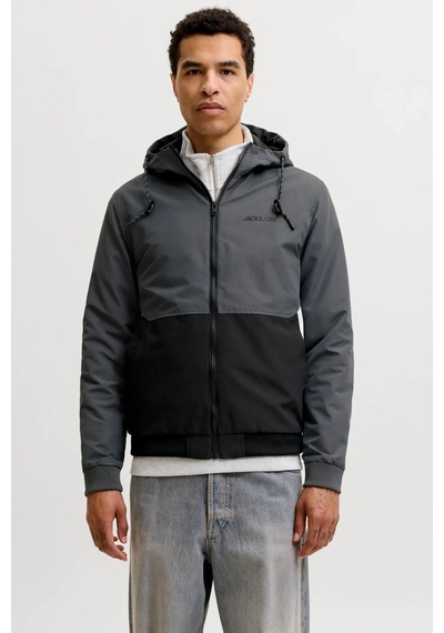 Jack & Jones Jjerush Hood Bomber Erkek Mont Gri