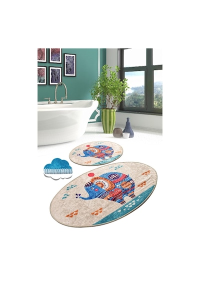 Etnıc Djt 2 Lı Set Banyo Halısı, Paspas Çok Renkli