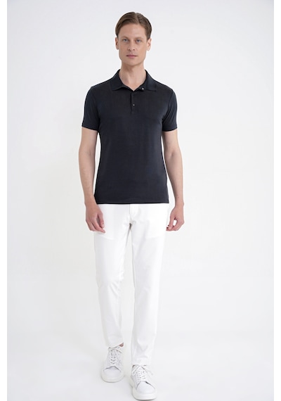 Efor Slim Fit Modal Kumaş Siyah Çıtçıtlı Polo Yaka Tişört Ts 923