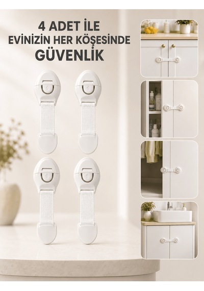 4 Adet Çok Amaçlı Çocuk Güvenlik Kilidi Dolap, Çekmece Ve Gardıro