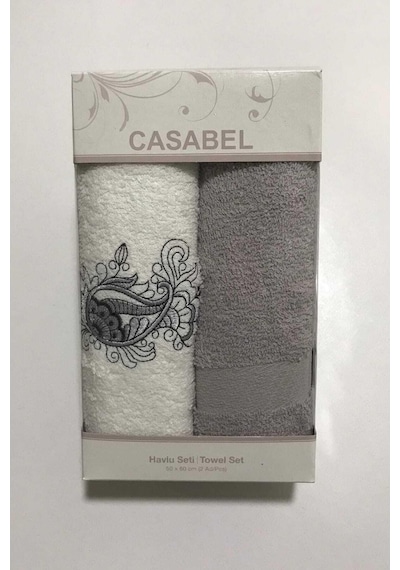 Taç Casabel 2'Li Kutulu Havlu Seti Gri
