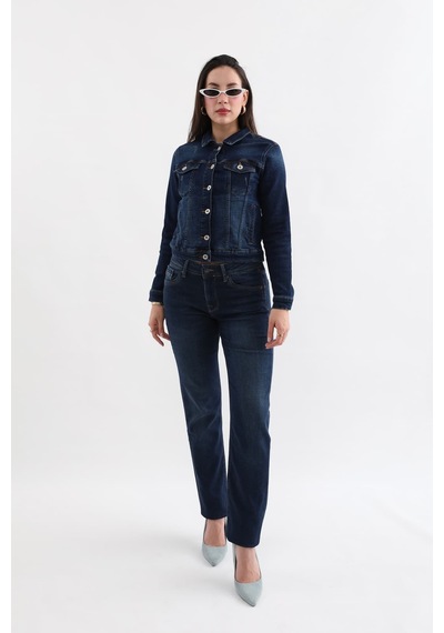 Kadın Likralı Straight Fit Jean Pantolon 001