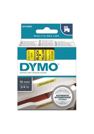 Dymo D1 Sarı/siyah Yedek Şerit 19mm X 7mt 45808