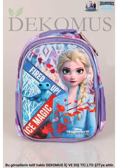 Dekomus Lisanslı Elsa Frozen Salto Ice Magıc "okul Çantası,beslenme Kabı Ve 500 Ml Trıtan Matara Okul Seti Altın