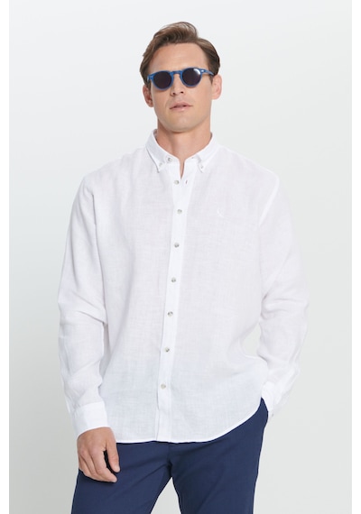 Ac&Co / Altınyıldız Classics Erkek Beyaz Comfort Fit Rahat Kesim %100 Keten Düğmeli Yaka Gömlek Beyaz Ac&Co / Altınyıldız Classics Erkek Beyaz Comfort Fit Rahat Kesim %100 Keten Düğmeli Yaka Gömlek Beyaz