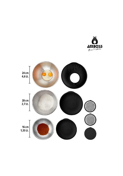 Bake With Love 10 Parça Karıştırma Kabı & Döküm Kek Kalıbı - Kırmızı Kırmızı