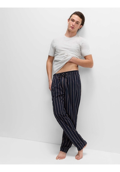 Marks & Spencer Saf Pamuklu Çizgili Pijama Takımı T07000587 Gri