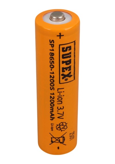 Supex 18650-1200s 3.7 Volt Li-ion 1200 Mah Başlıklı Şarjlı Pil Tekli Pil