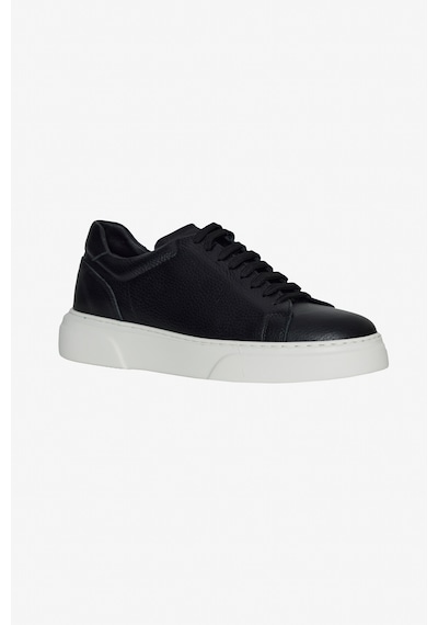 AC&Co / Altınyıldız Classics Erkek Sıyah %100 Deri Rahat Taban Esnek Sneaker Ayakkabı Siyah