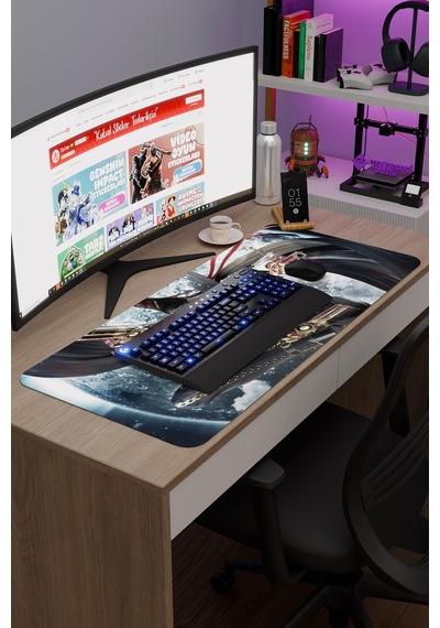 Bayonetta Kaymaz Dikişli Kauçuk Oyuncu Mousepad V1 - 90x40 Xxl Gaming Mouse Pad Fare Altlığı