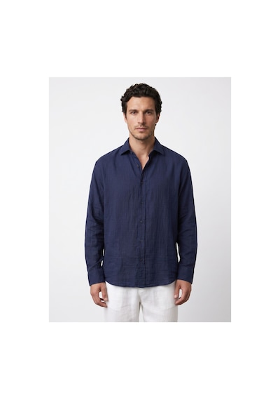Baselco Amalfi Muslin Oversize Gömlek - Basic Fresh Lacivert + Mavi