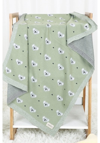 Kız Ve Erkek Bebek Için Triko Örgü Bebek Battaniyesi 85cm X85cm Açık Yeşil Koalacık Yesıl5 Yesıl5