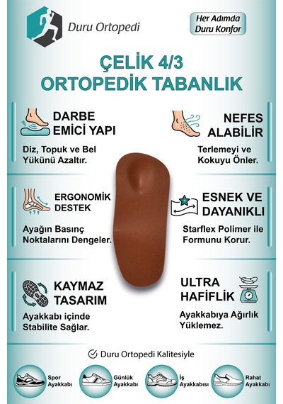 Çelik Destekli Ortopedik Tabanlık 4/3 1 Çift