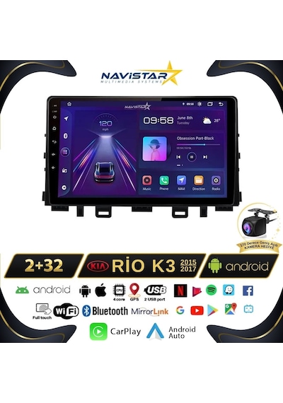 Kia Rio K3 2015-2017 Model 2+32gb Android 13 Kablosuz Carplay Na