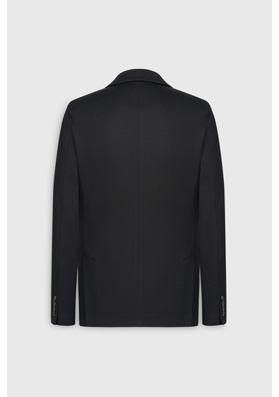Ac&co Erkek Sıyah Slim Fit Dar Kesim Kırlangıç Yaka Desenli Torba Cepli Ceket Siyah