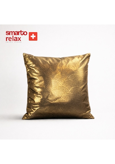 Smarto Relax Tekli Desenli Dekoratif Dolgulu Kırlent 45x45 Cm Siyah - Altın