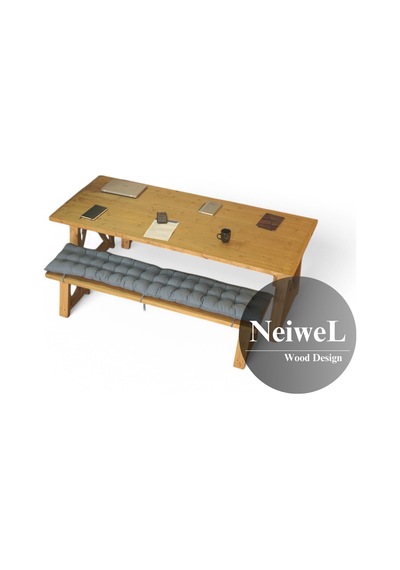 Neiwel Bues Doğal Ahşap Banklı Toplantı Masasıı x 100 x 280 Açık Ceviz
