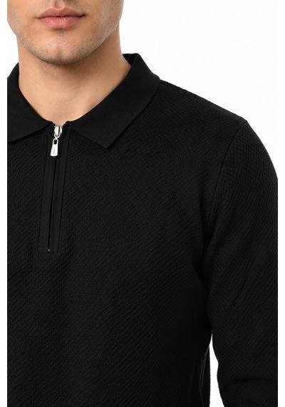 Foterman Erkek Spor Polo Yaka Mevsimlik Kazak Bgl-st05443 Siyah