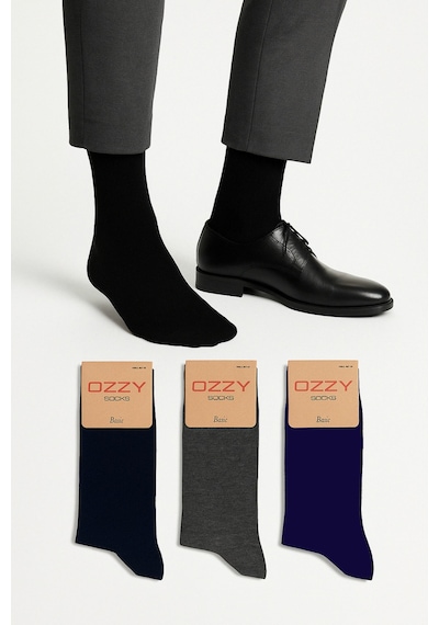 Ozzy Socks 3 Çift Siyah Lacivert Antrasit Viskon Dikişsiz Rahat Nefes Alabilir Erkek Soket Çorap Seti Çok Renkli