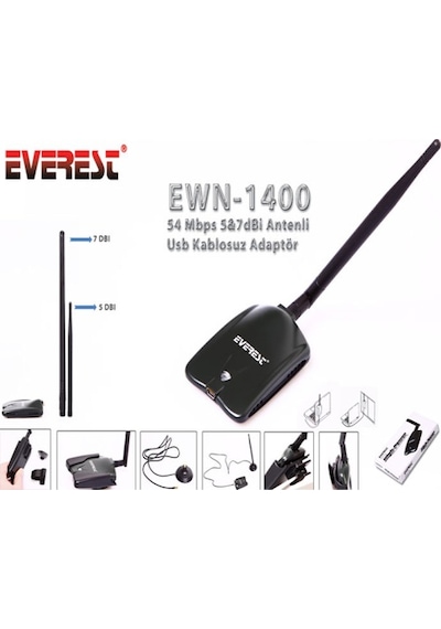 Everest Ewn-1400 54 Mbps Usb 5 ve 7Dbi Antenli