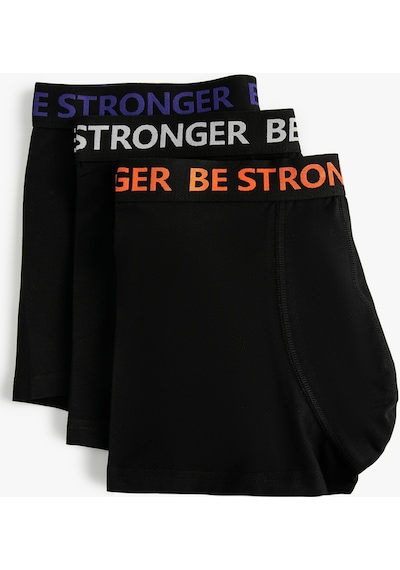 Koton 3'Lü Boxer Seti Slogan Baskılı Siyah 5Wlm90011Mk