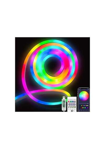 Pixel Neon Led Set 5 Metre Rgb Kumandalı Esnek Şerit Neon Led Sese Duyarlı