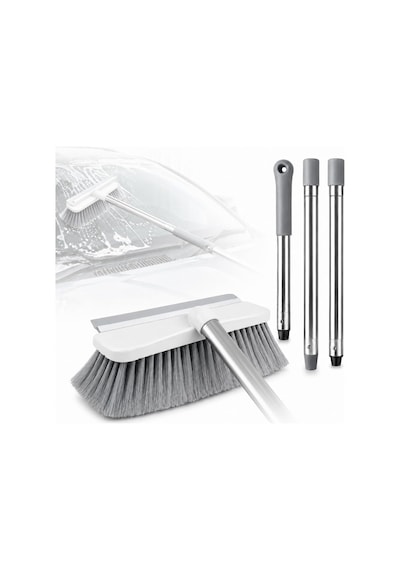 Viscomop Oto Yıkama Fırçası - Cam Çekli Araç Temizlik Seti, 3 Parçalı Metal Sap, Yumuşak Kıllı Çekçek, Arab Diğer