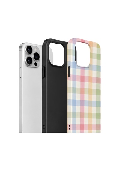 Apple iPhone Uyumlu 14 Pro Max Vorian Çift Katmanlı Kılıf Pastel Gingham