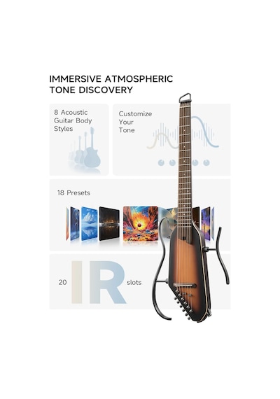 Donner Hush-ı Pro Elektro Akustik Gitar Sunburst