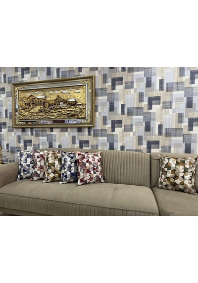 Nivemeshome Mozaik Mavi-beyaz 45x45 Dolgulu Kırlent Kılıfı Mavi- Beyaz
