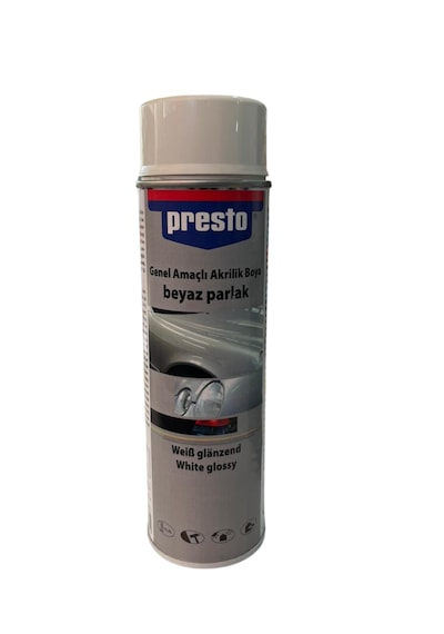 Presto Genel Amaçlı Akrilik Sprey Boya Araba Parlak Beyaz