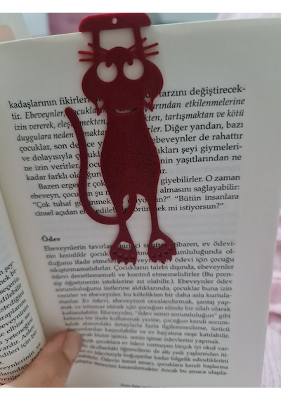 5li Kitap Ayracı Sevimli Kedi Kitap Ayraç Kırmızı Renk
